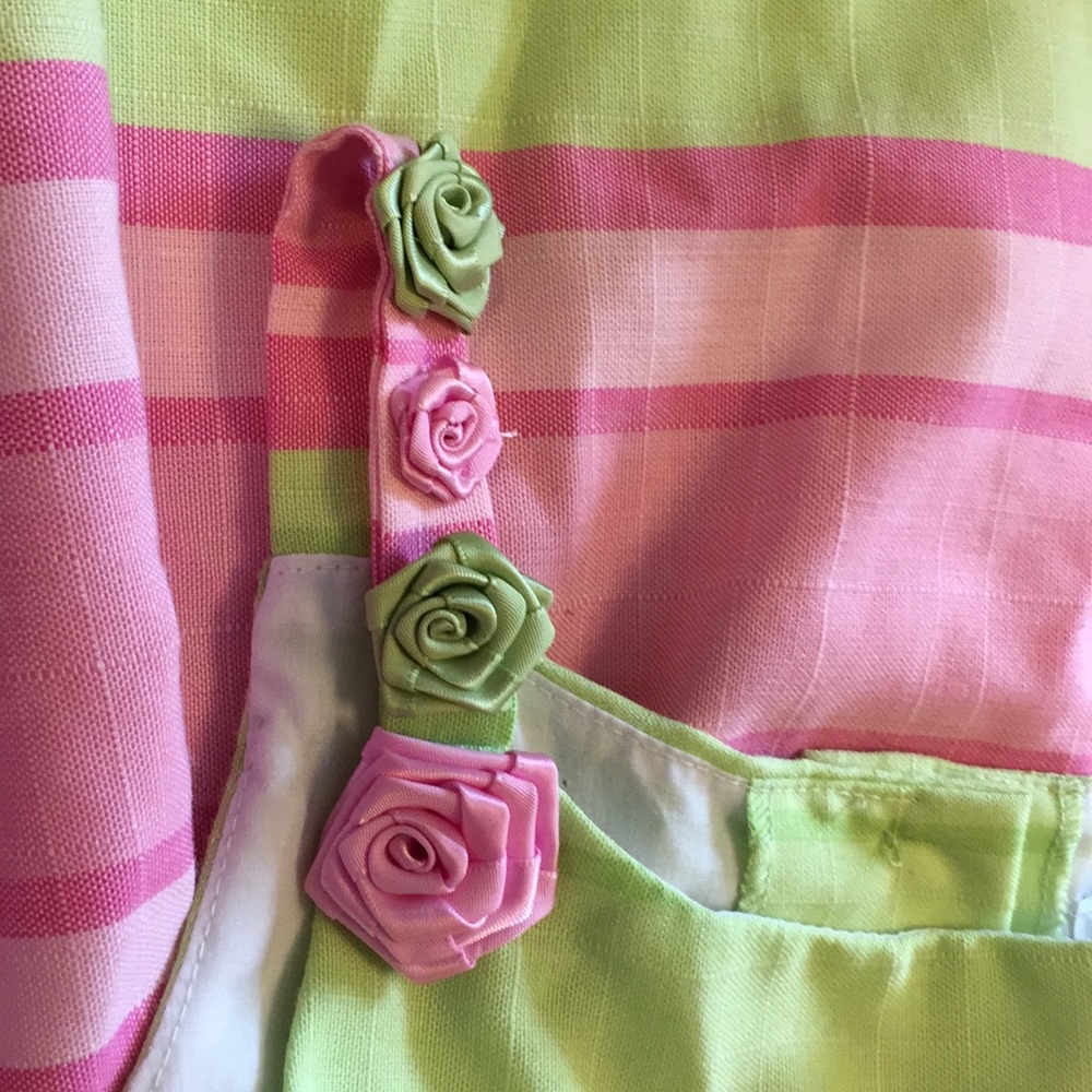 Beauty of a dress pink, lime stripes is adorable - Picture 4 of 7